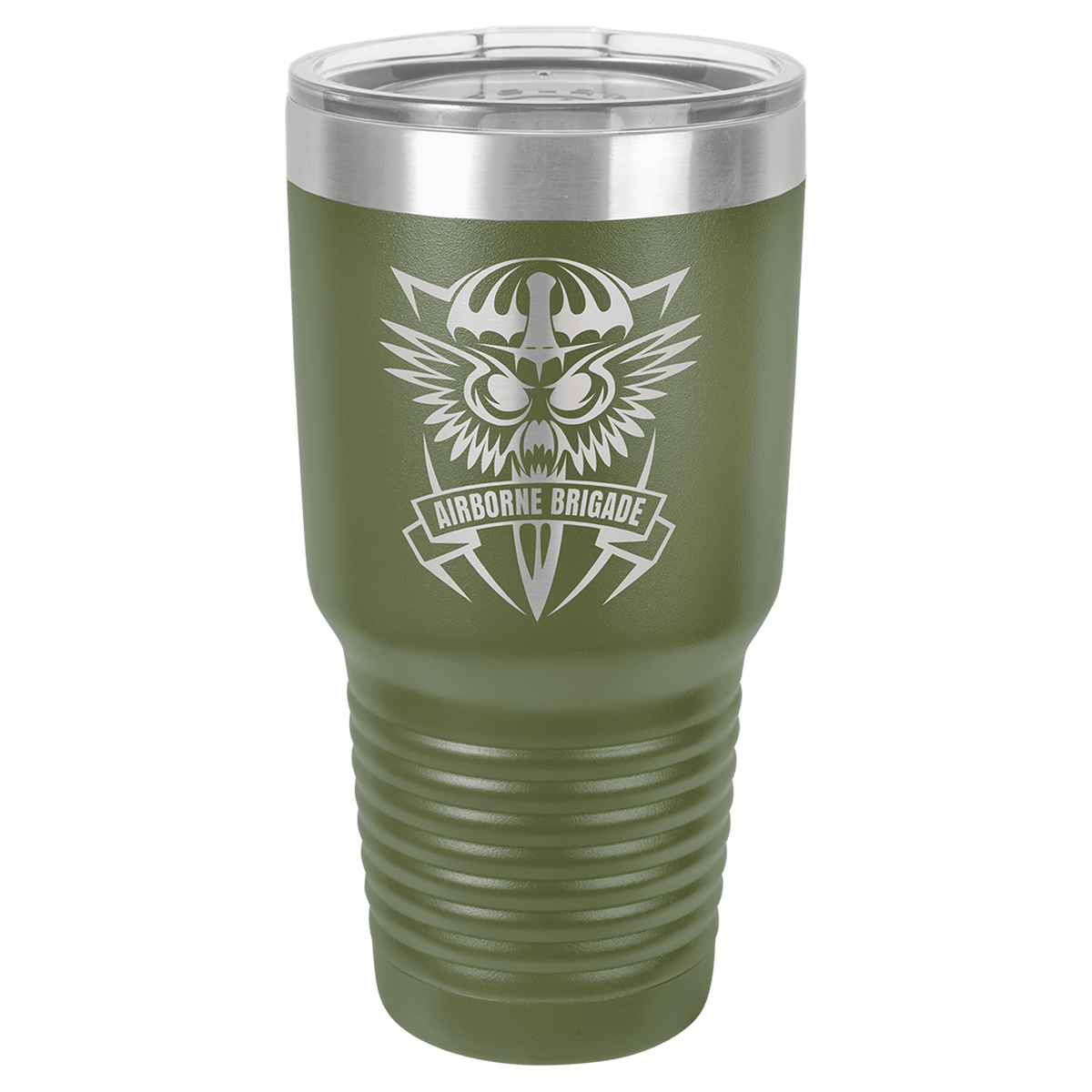 Personalized 30 oz insulated ringneck tumbler in olive green