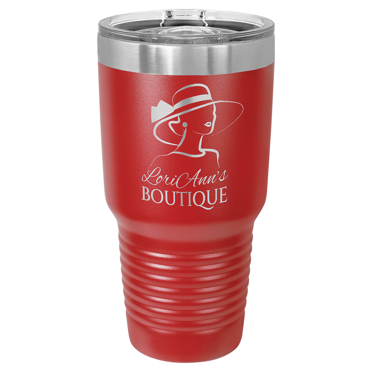 Personalized 30 oz insulated ringneck tumbler with slider lid in red