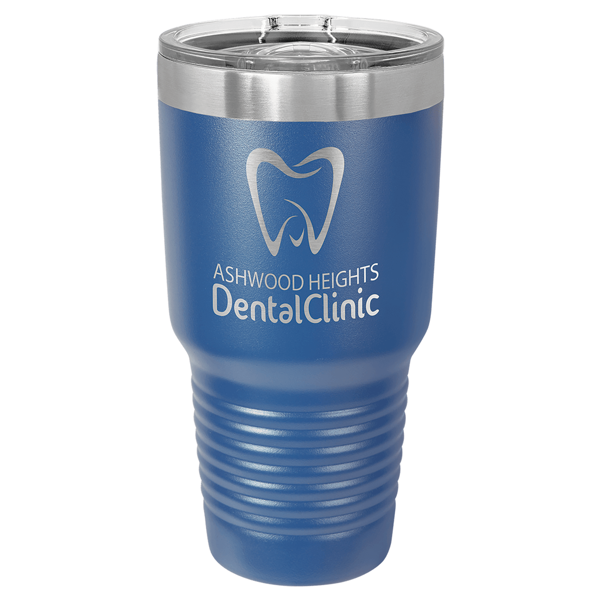 Personalized 30 oz insulated ringneck tumbler with slider lid in royal blue