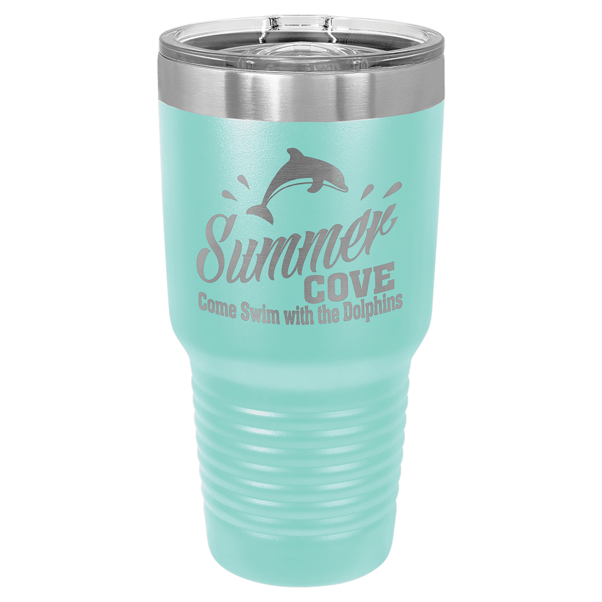 Personalized 30 oz insulated ringneck tumbler with slider lid in teal