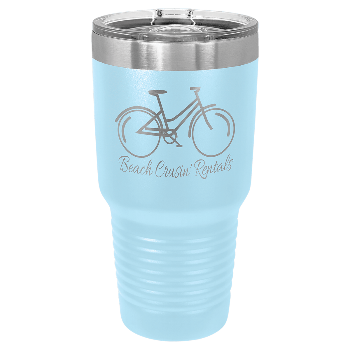Personalized 30 oz insulated ringneck tumbler with slider lid in light blue
