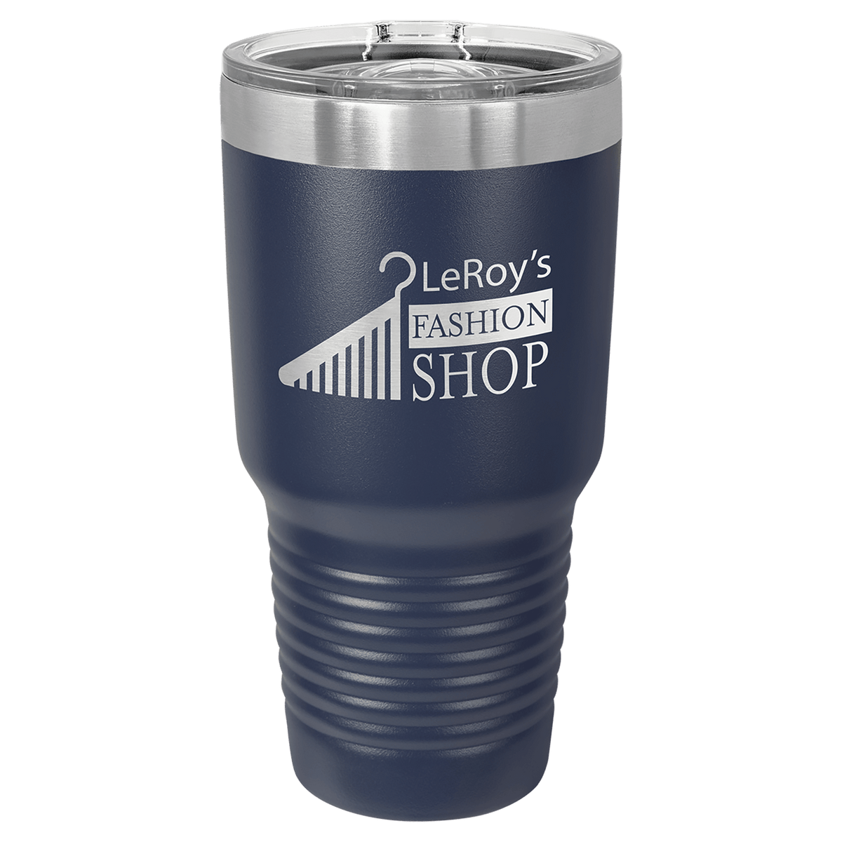 Personalized 30 oz insulated ringneck tumbler with slider lid in navy blue