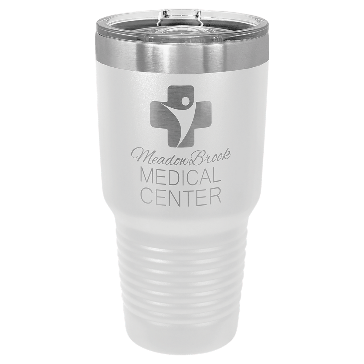 Personalized 30 oz insulated ringneck tumbler with slider lid in white