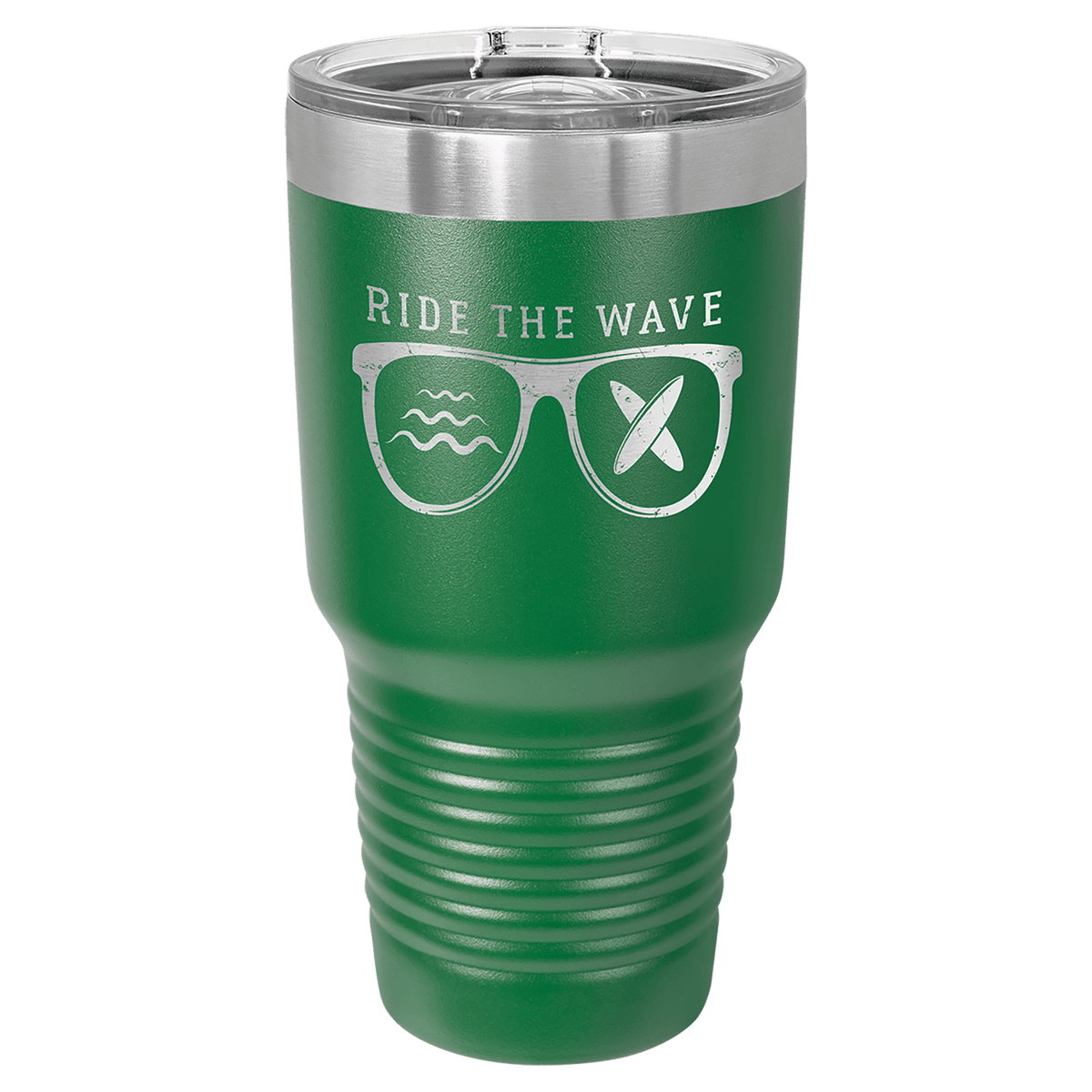 Personalized 30 oz insulated ringneck tumbler with slider lid in green