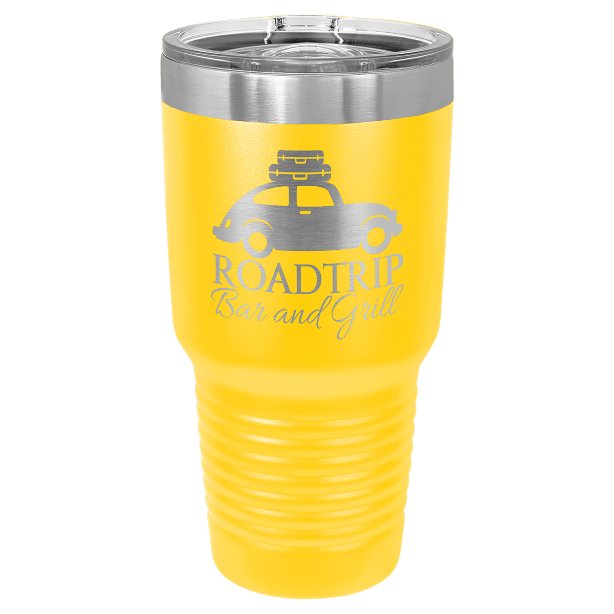 Personalized 30 oz insulated ringneck tumbler with slider lid in yellow