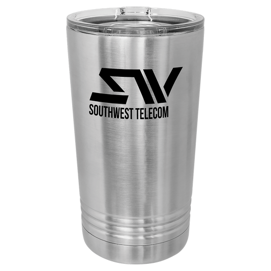 Personalized 16 oz insulated pint with slider lid in stainless steel