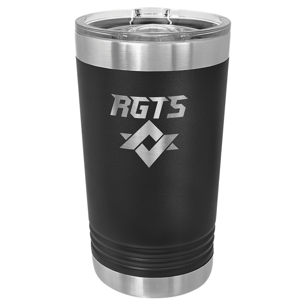 Personalized 16 oz insulated pint with slider lid in black