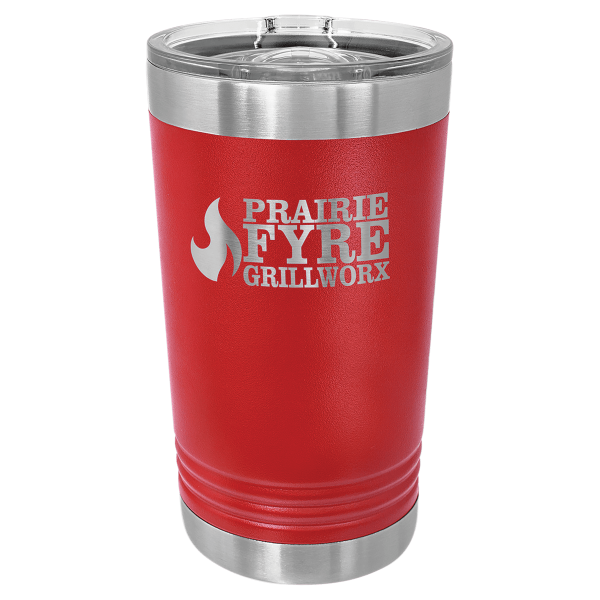 Personalized 16 oz insulated pint with slider lid in red