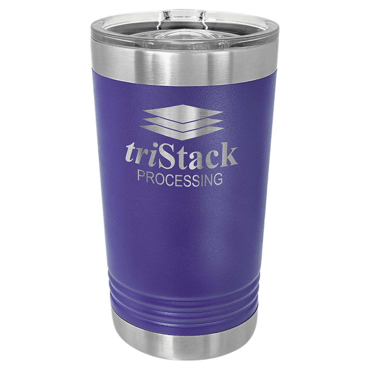 Personalized 16 oz insulated pint with slider lid in purple