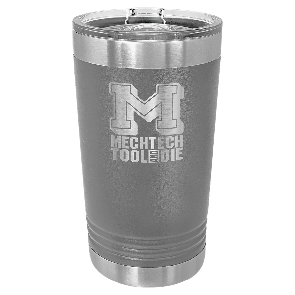 Personalized 16 oz insulated pint with slider lid in dark gray