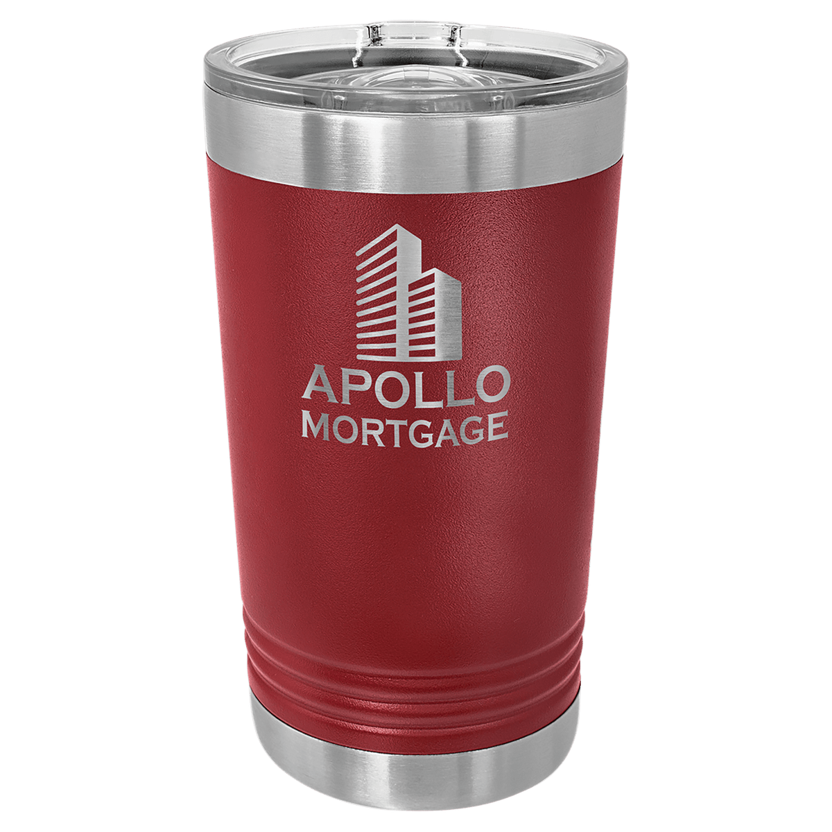 Personalized 16 oz insulated pint with slider lid in maroon