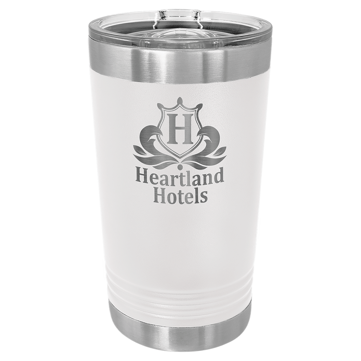 Personalized 16 oz insulated pint with slider lid in white