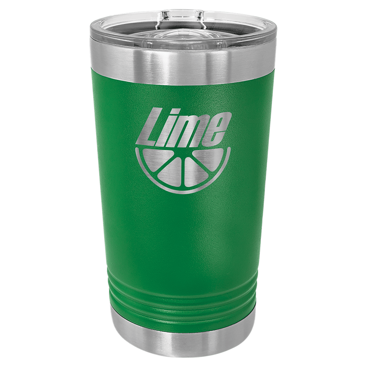 Personalized 16 oz insulated pint with slider lid in green