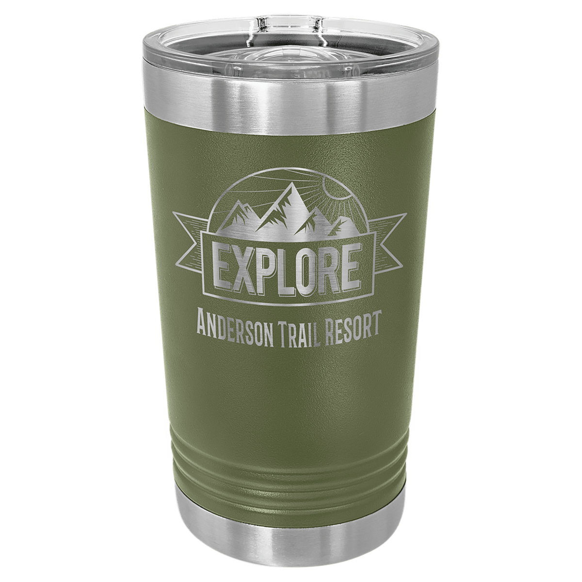 Personalized 16 oz insulated pint in olive green