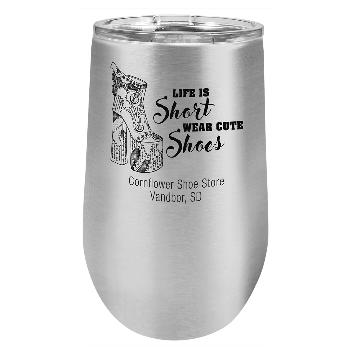 Personalized 16 oz insulated stemless tumbler in stainless steel
