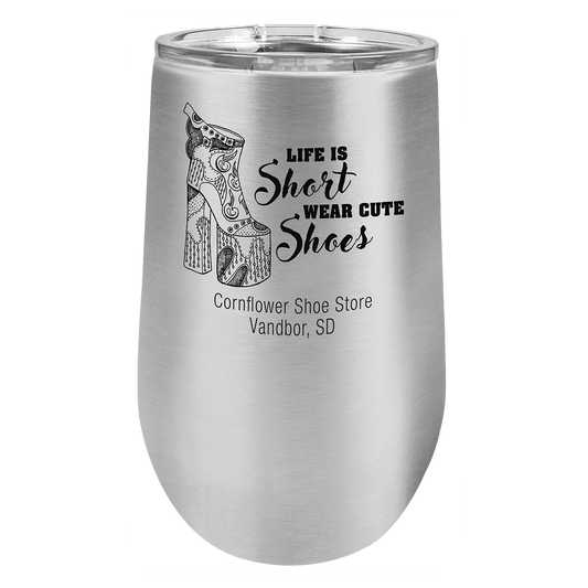 Personalized 16 oz insulated stemless tumbler in stainless steel