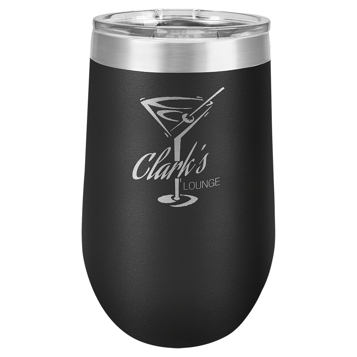 Personalized 16 oz insulated stemless tumbler in black