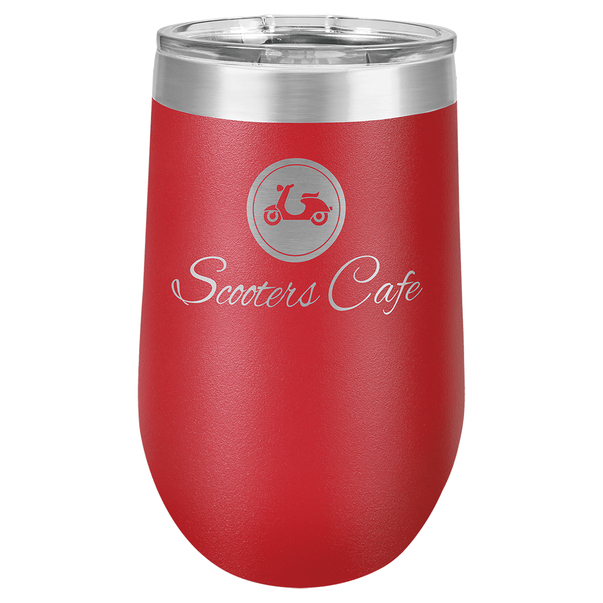 Personalized 16 oz insulated stemless tumbler in red