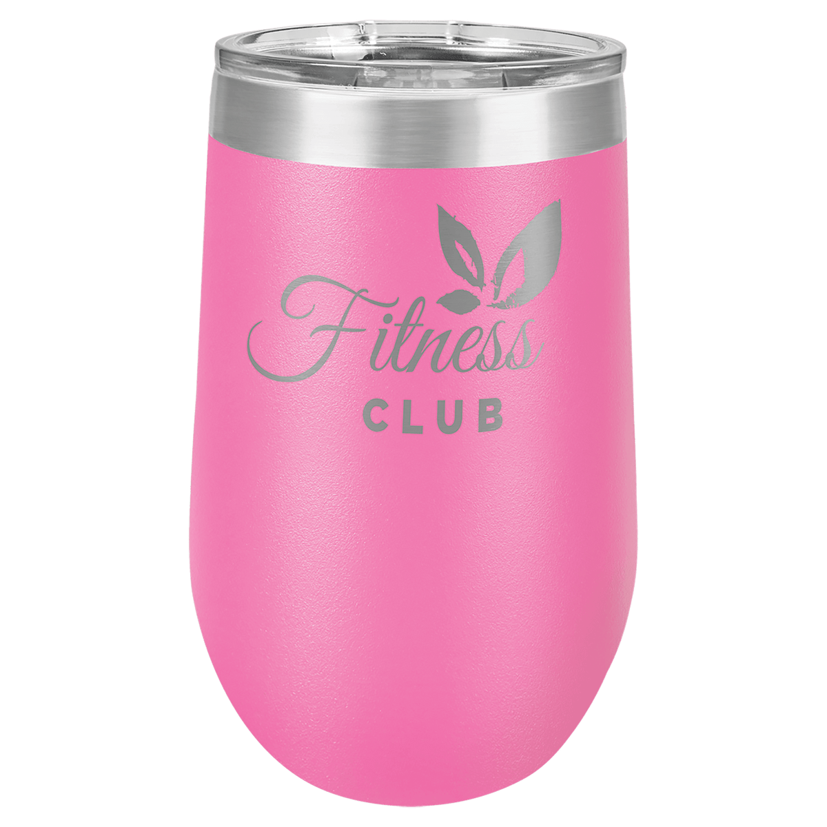 Personalized 16 oz insulated stemless tumbler in pink