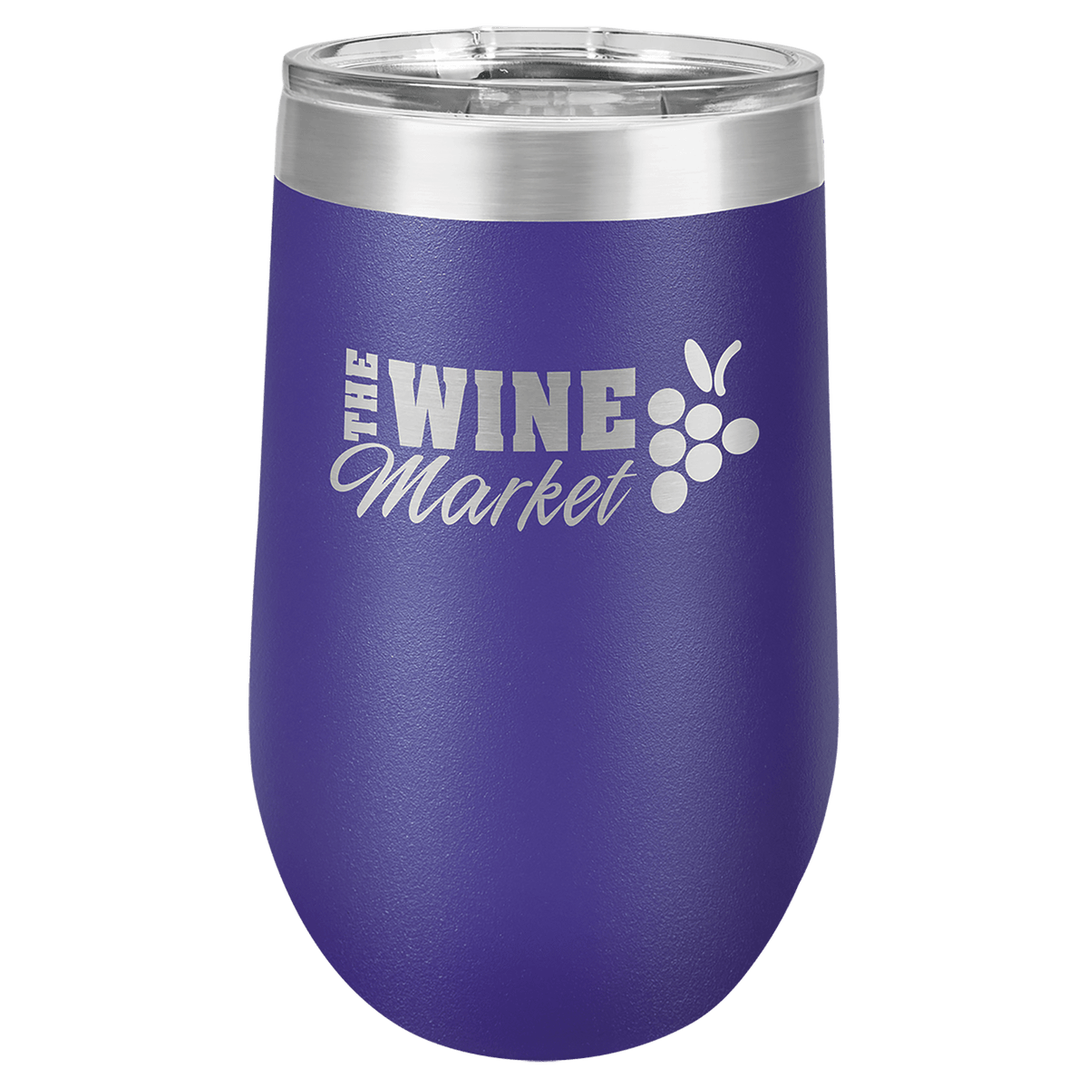 Personalized 16 oz insulated stemless tumbler in purple
