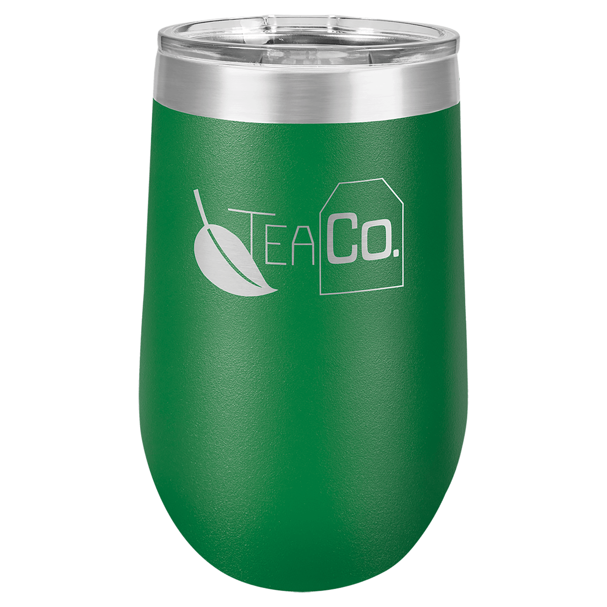 Personalized 16 oz insulated stemless tumbler in green