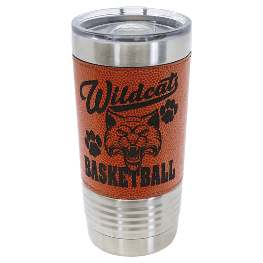 20 oz stainless steel tumbler with basketball design and slider lid