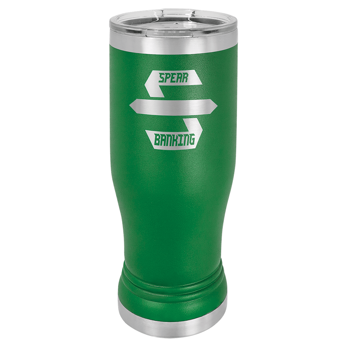 Personalized 14 oz insulated pilsner tumbler in green