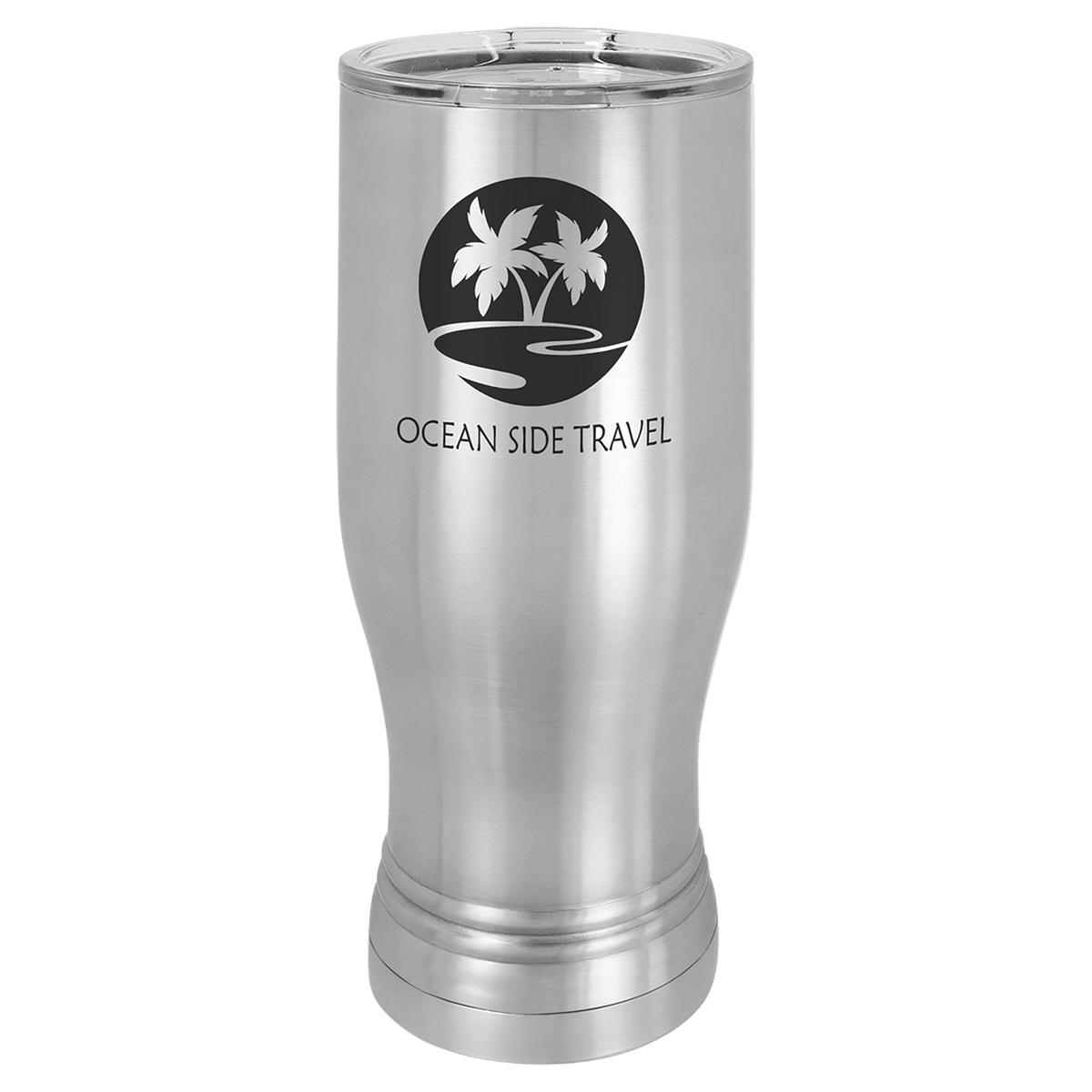 Personalized 20 oz insulated pilsner tumbler in stainless steel