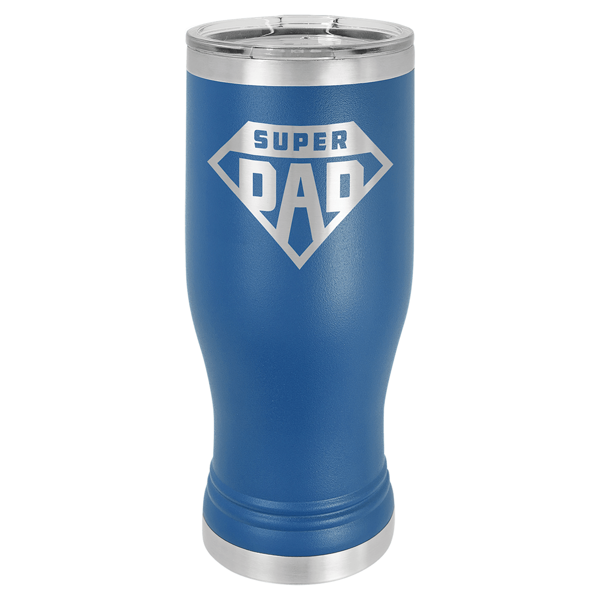 Personalized 20 oz insulated pilsner tumbler in royal blue