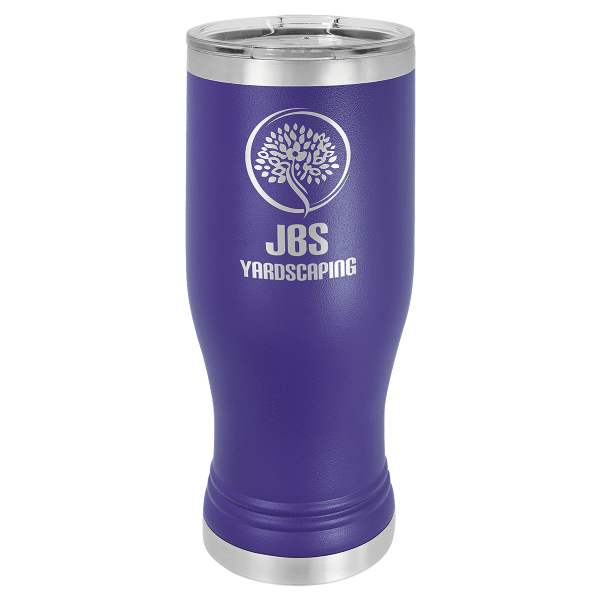 Personalized 20 oz insulated pilsner tumbler in purple