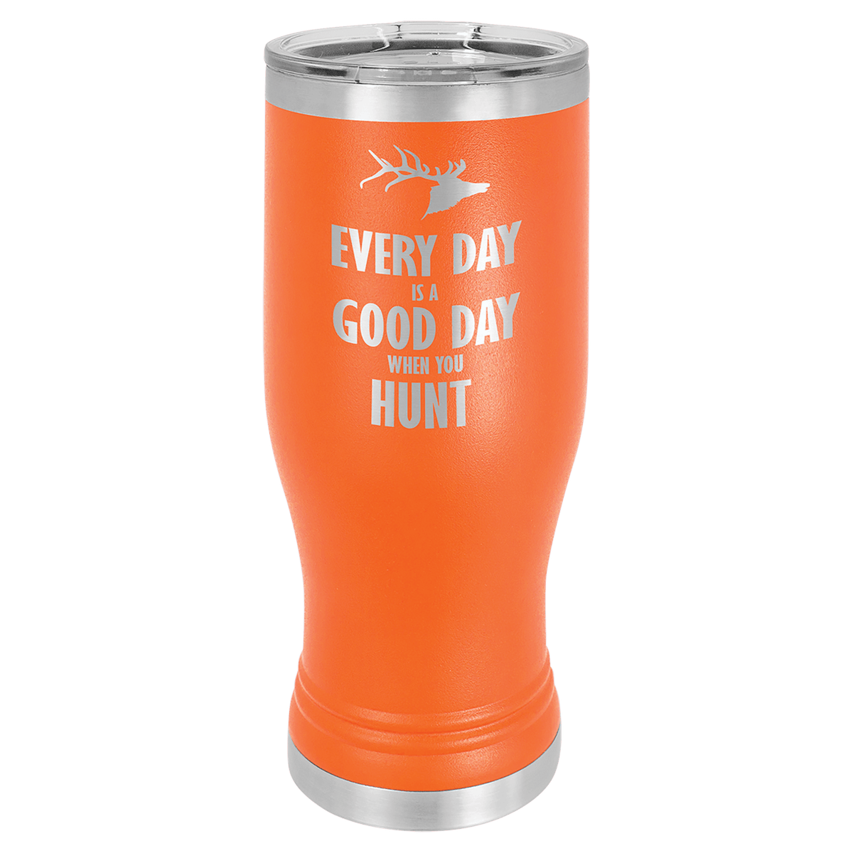 Personalized 20 oz insulated pilsner tumbler in orange