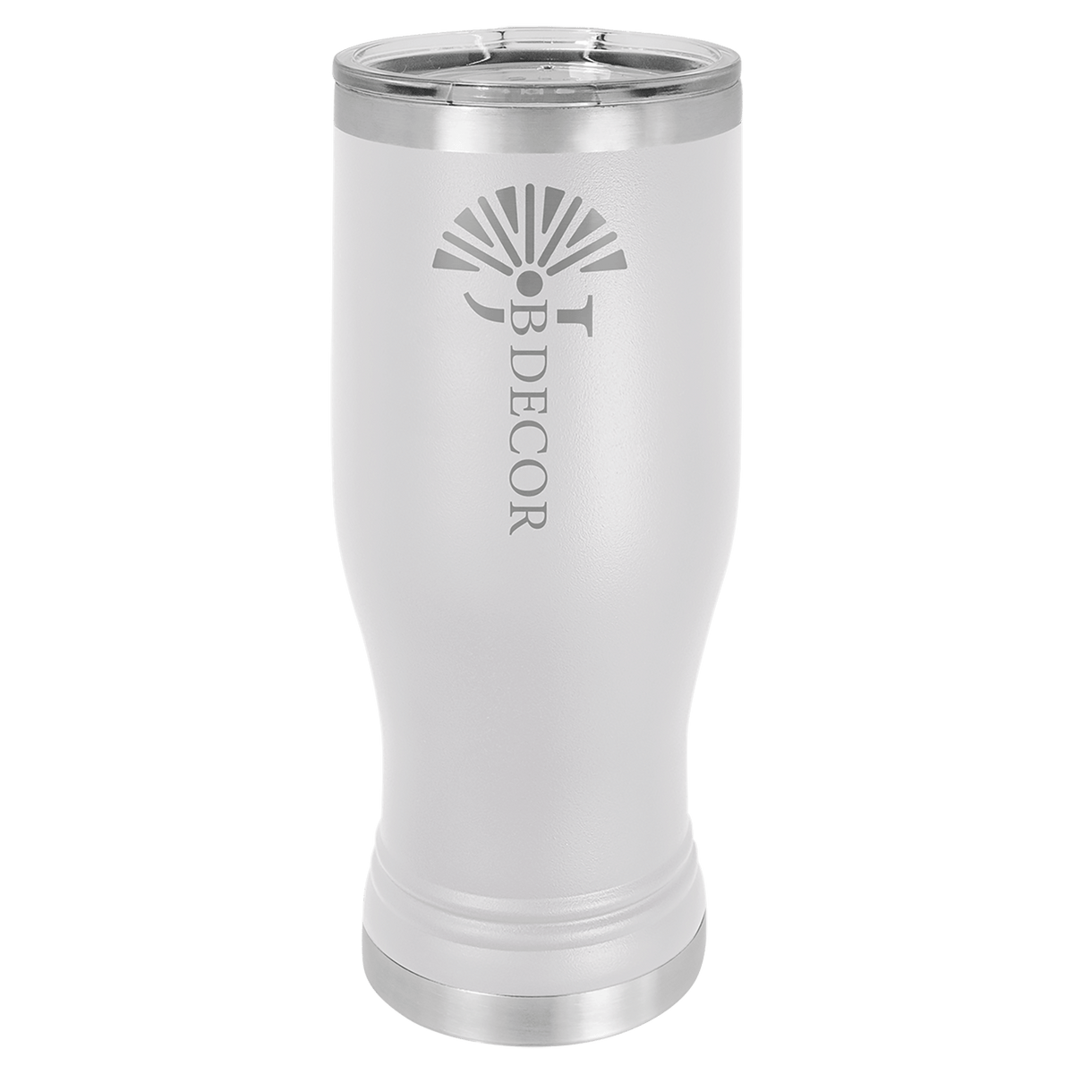 Personalized 20 oz insulated pilsner tumbler in white