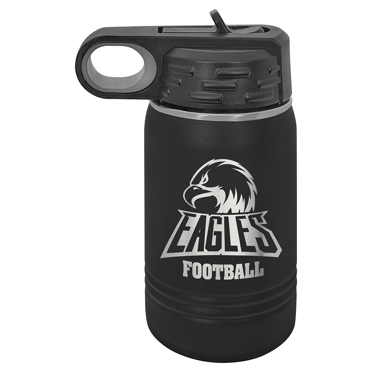 Personalized 12 oz insulated kids water bottle in black