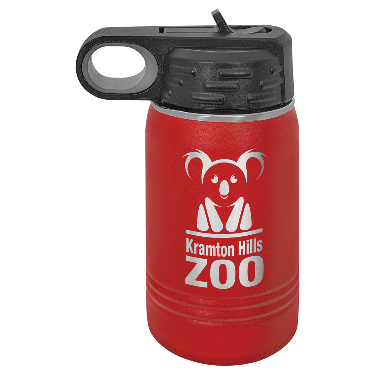 Personalized 12 oz insulated kids water bottle in red