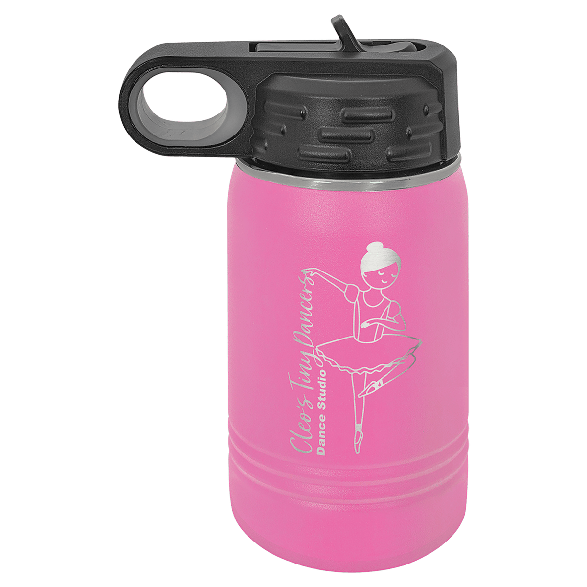 Personalized 12 oz insulated kids water bottle in pink