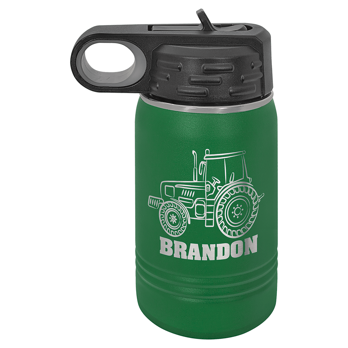 Personalized 12 oz insulated kids water bottle in green