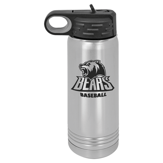 Personalized 20 oz stainless steel insulated water bottle with flip-top straw lid