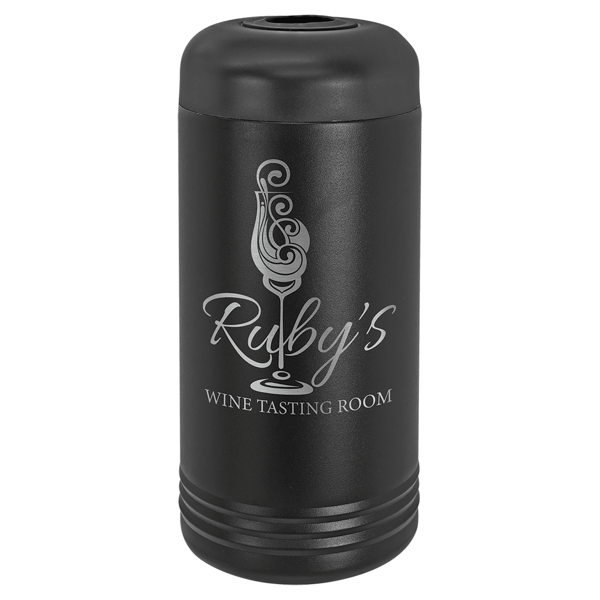 Personalized insulated wine bottle chiller in black