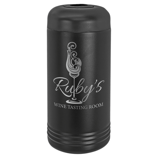 Personalized insulated wine bottle chiller in black