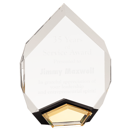 Gold Marquis Acrylic award, 6" x 8", self-standing acrylic with clear engraving area