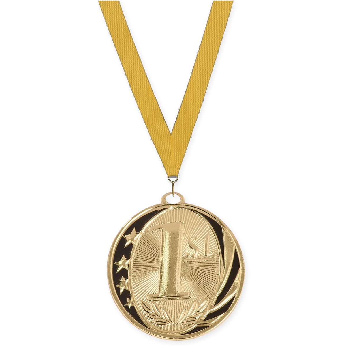 2 inch Place MidNite Star medal in gold - 1st place with Gold neck ribbon