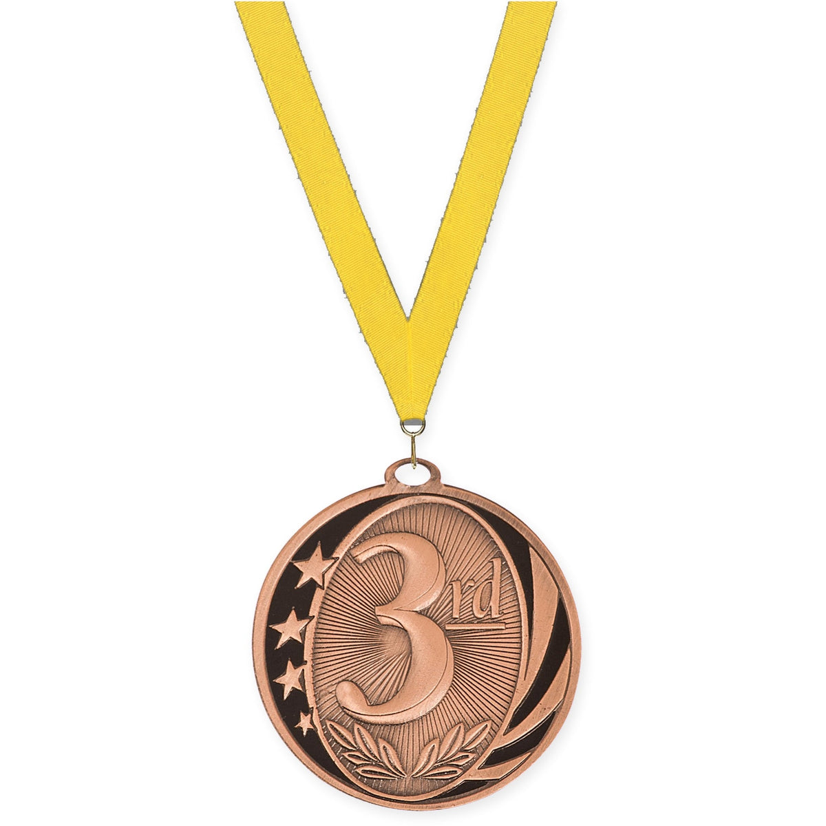 2 inch Place MidNite Star medal in bronze - 3rd place with Yellow neck ribbon