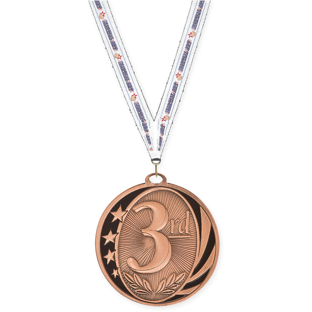2 inch Place MidNite Star medal in bronze - 3rd place with Martial Arts neck ribbon