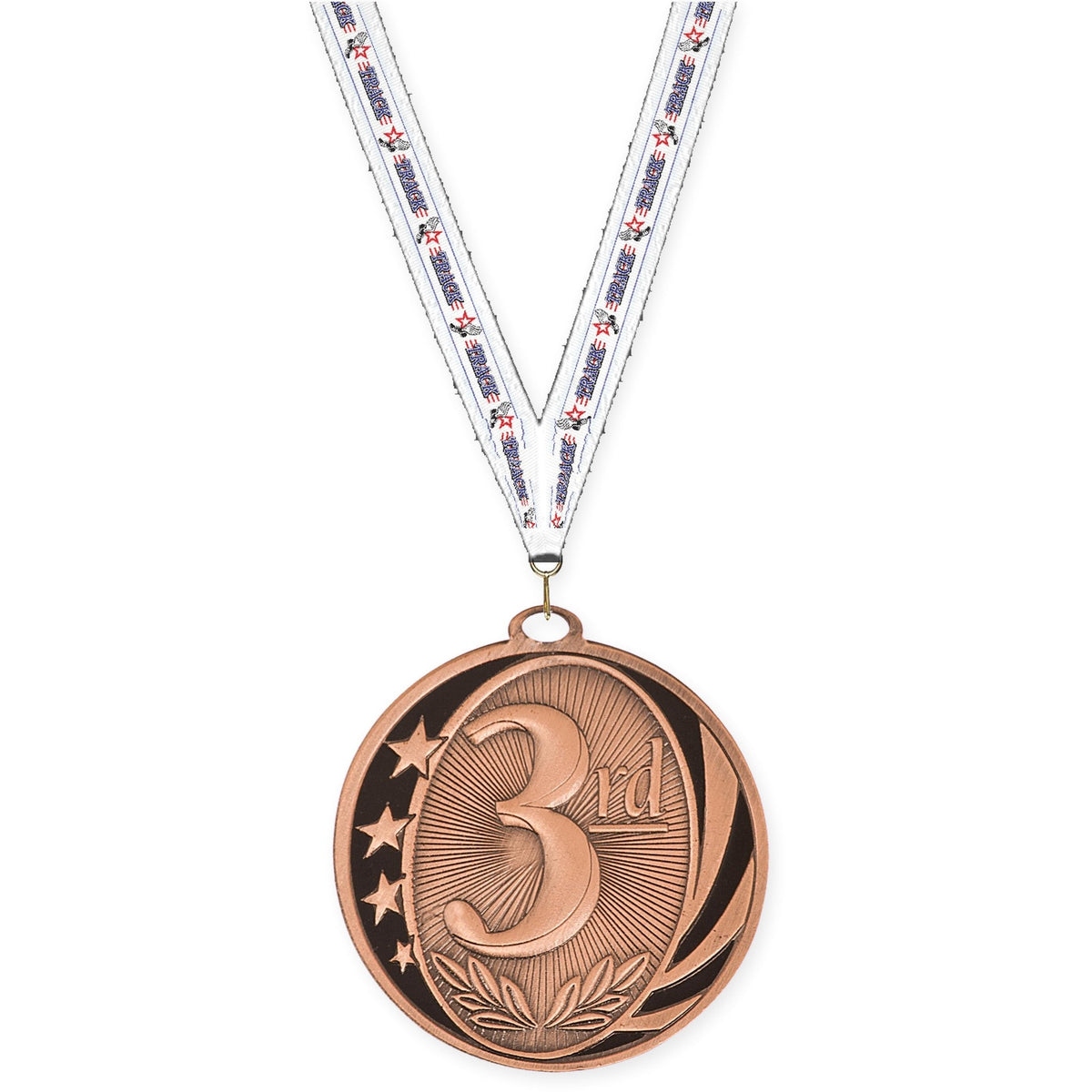 2 inch Place MidNite Star medal in bronze - 3rd place with Track neck ribbon