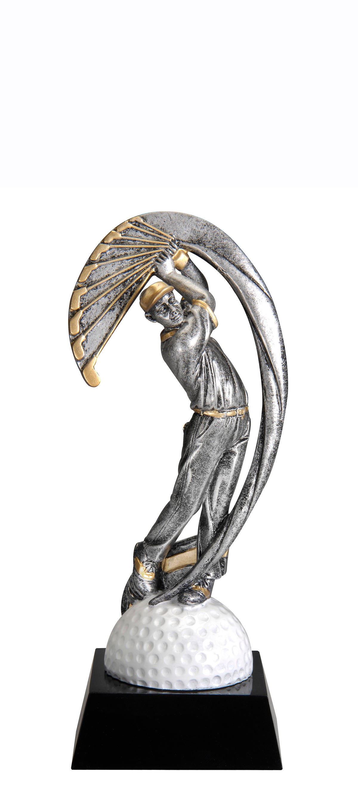 Male golfer resin trophy in motion, 8¼" size