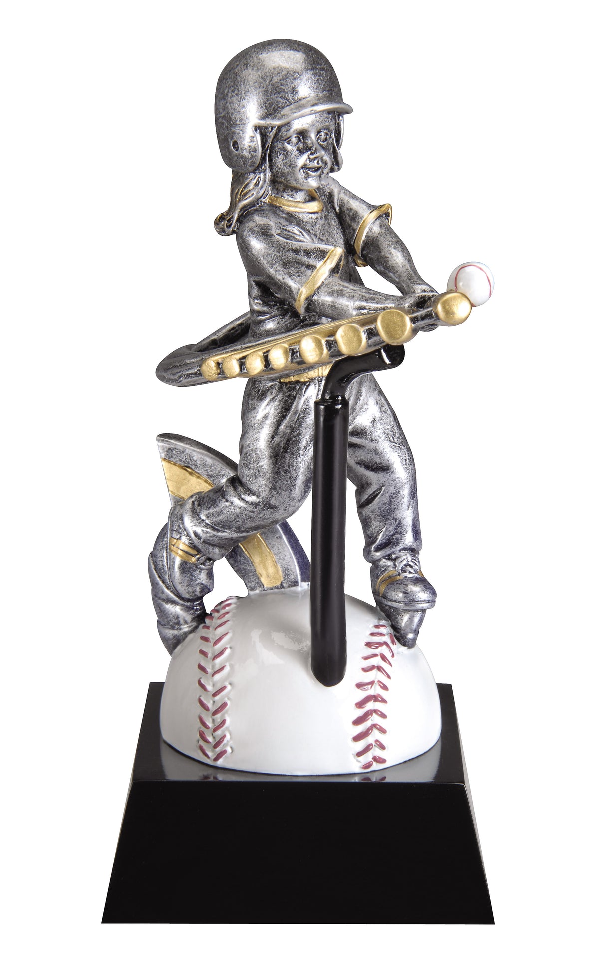 Swing Motion T-Ball Trophy - Girl with engraving plate, Townline Trophy & Design