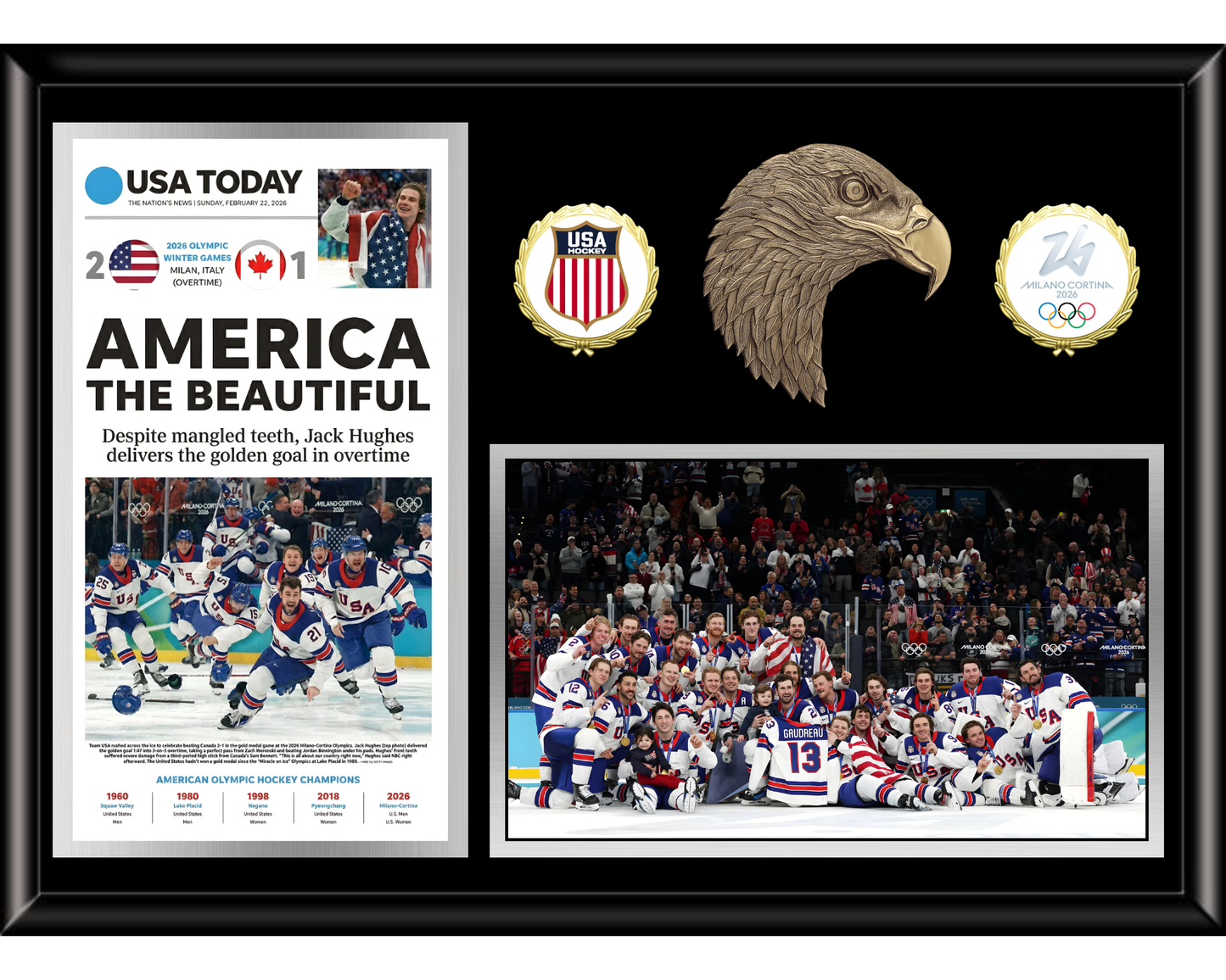 2026 USA Men’s Hockey "Golden Goal" Commemorative Plaque (16" x 20")