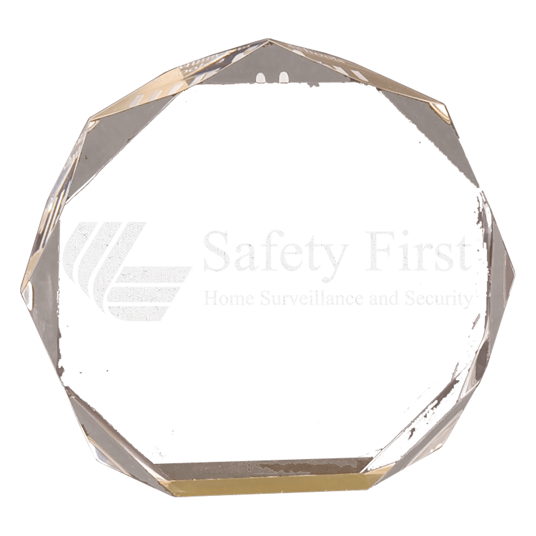 Gold Octagon Acrylic award, 5", self-standing acrylic with clear engraving area