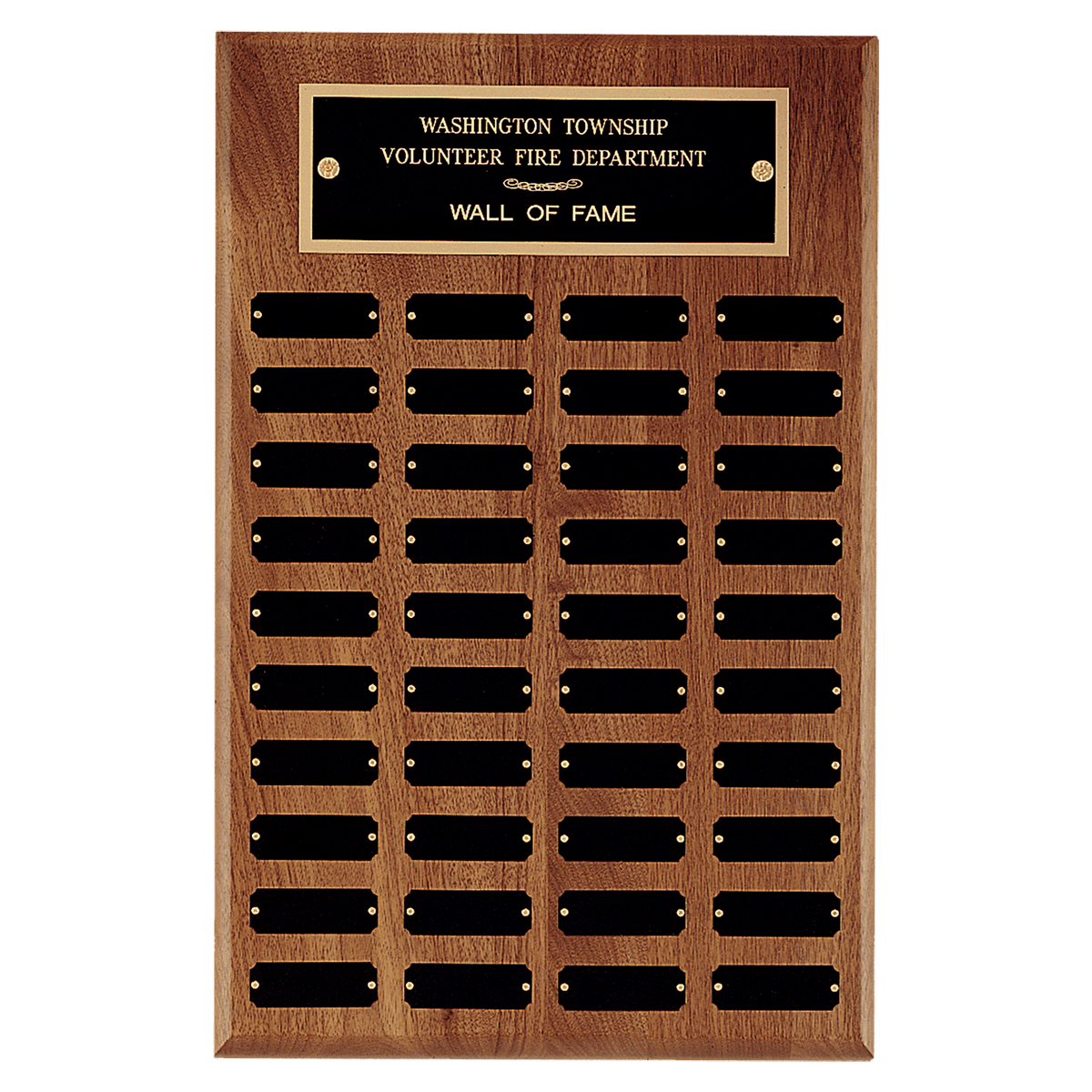 American Walnut Perpetual Plaque - 40 Black Brass Plates