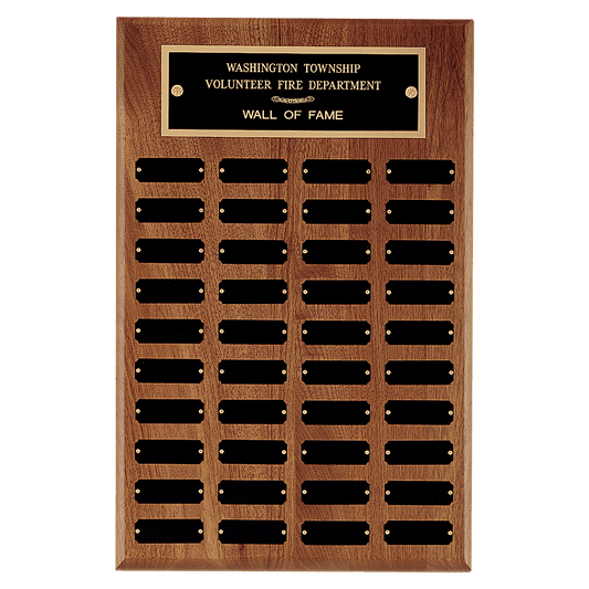 American Walnut Perpetual Plaque - 40 Black Brass Plates